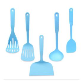 Cooking Utensil Set of 5 Non Stick & Heat Resistant Nylon Multipurpose Includes Slotted Turner Fish Spatulas Serving Spoon Spatulas and Musher