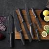 Marco Almond KYA39 12-Piece Black Kitchen Knife Set, Black Chef Knives with Sharp Blades,Blade Guards,Stainless Steel,Dishwasher Safe