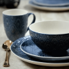 16pc Stoneware Lovely Tapestry Dinnerware Set Blue