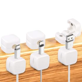 6pcs Magnetic Cable Management Clips, Phone Charging Cable Holder (Color: White)