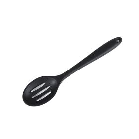 Slotted Silicone Serving Spoon High Heat Resistant Hygienic Design for Cooking Draining & Serving Kitchen Utensil (Color: BLACK)