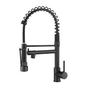 Single Handle Pull Down Sprayer Kitchen Faucet in Brushed Nickel (Color: BLACK)